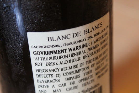 Chateau Ksara Blanc de Blancs from Lebanon Back Wine Label.