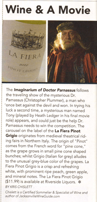 Jacksonville Magazine Wine and a Movie Feature.