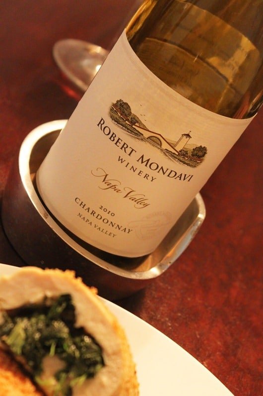 Spinach and Pepperjack Stuffed Chicken Paired with Robert Mondavi Napa Chardonnay.